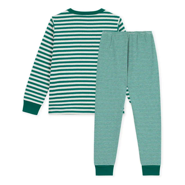 Pyjama Rayé Tubique Coton Bio | Vert