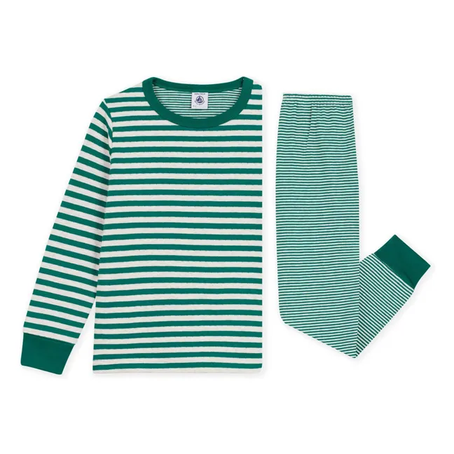 Pyjama Rayé Tubique Coton Bio | Vert
