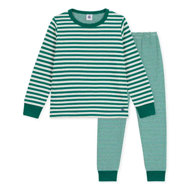 Pyjama Rayé Tubique Coton Bio | Vert