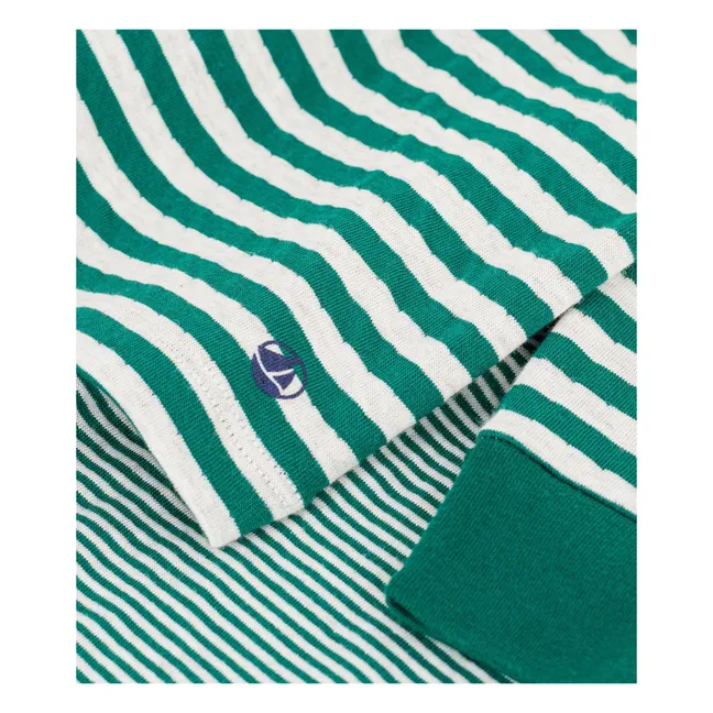 Pyjama Rayé Tubique Coton Bio | Vert