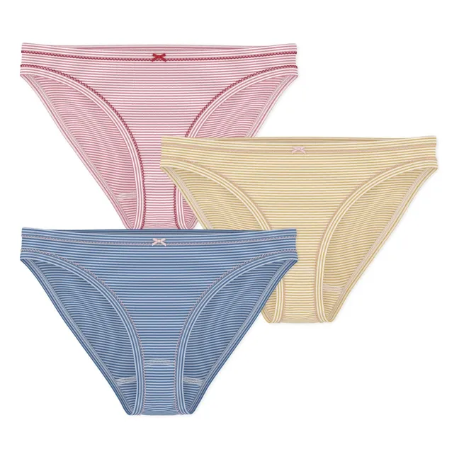 Lot de 3 Culottes Rayées Coton Bio | Bleu