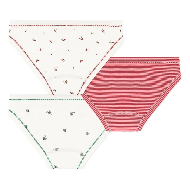 Set of 3 Striped Panties | White