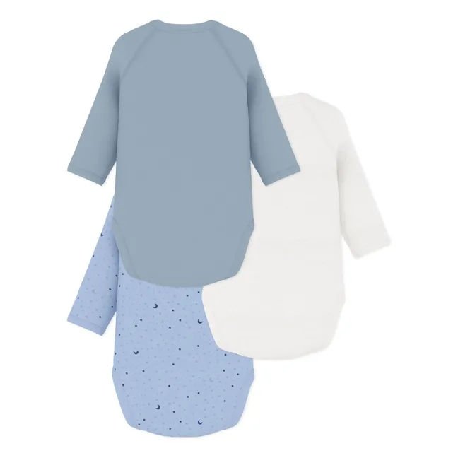 Lot de 3 Bodies Croisés Etoiles Coton Bio | Bleu