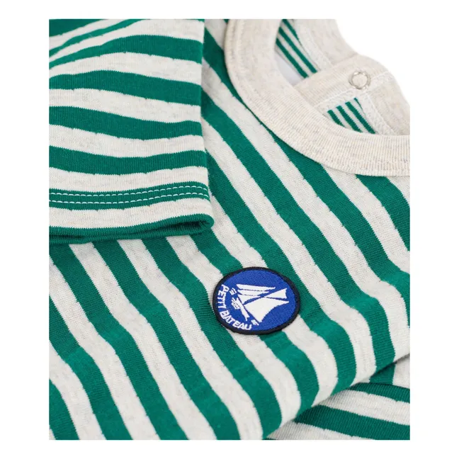 Camiseta de rayas de algodón ecológico para bebé | Verde