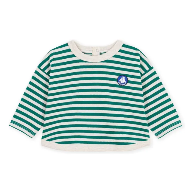 T-shirt Rayé Coton Bio Bébé | Vert