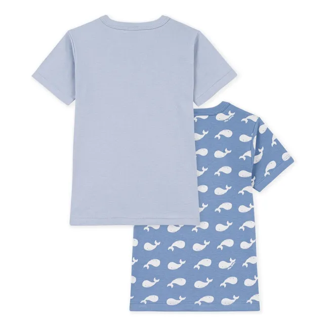 Lot de 2 T-shirts Baleines Coton Bio | Bleu