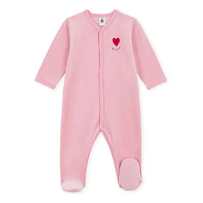 Pyjama Dors Bien Cœur Velours Coton Bio | Rose