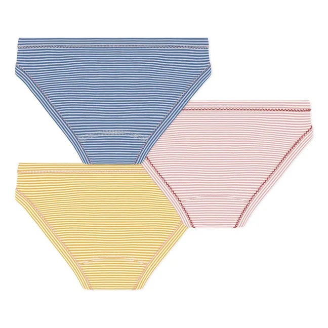 Lot de 3 Culottes Rayées Milleraies Coton Bio | Jaune