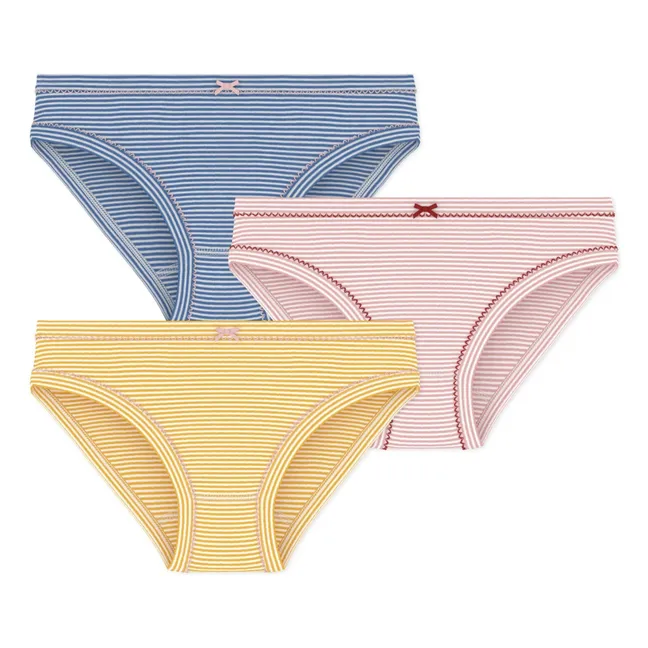 Lot de 3 Culottes Rayées Milleraies Coton Bio | Jaune