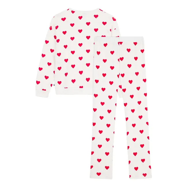 Pyjama Cœurs Coton Bio | Blanc