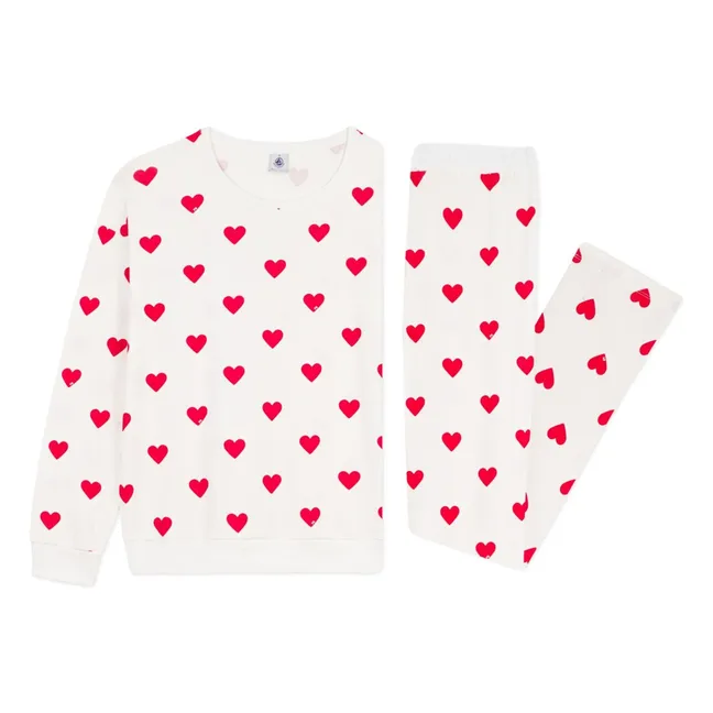 Pijama Corazones Algodón Ecológico | Blanco