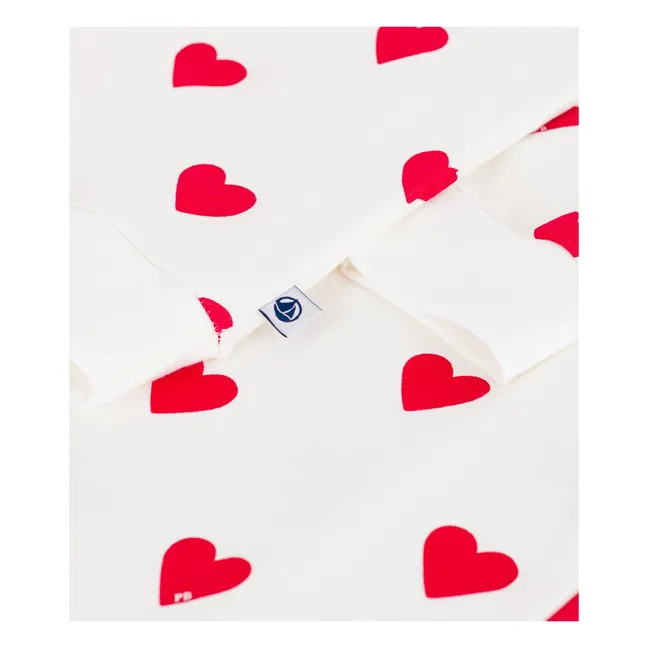 Pijama Corazones Algodón Ecológico | Blanco