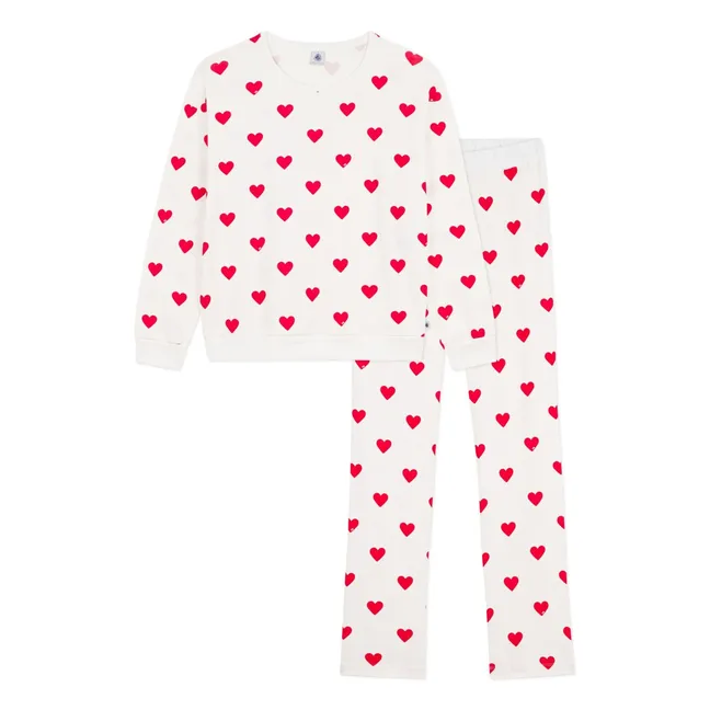 Pyjama Cœurs Coton Bio | Blanc