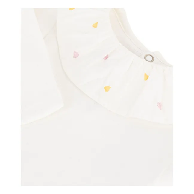 Organic Cotton Embroidered Collar Bodysuit | White