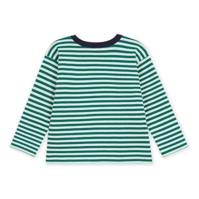 Organic cotton striped logo T-shirt | Green