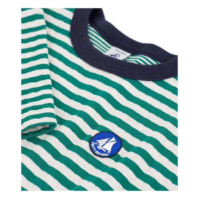 Organic cotton striped logo T-shirt | Green