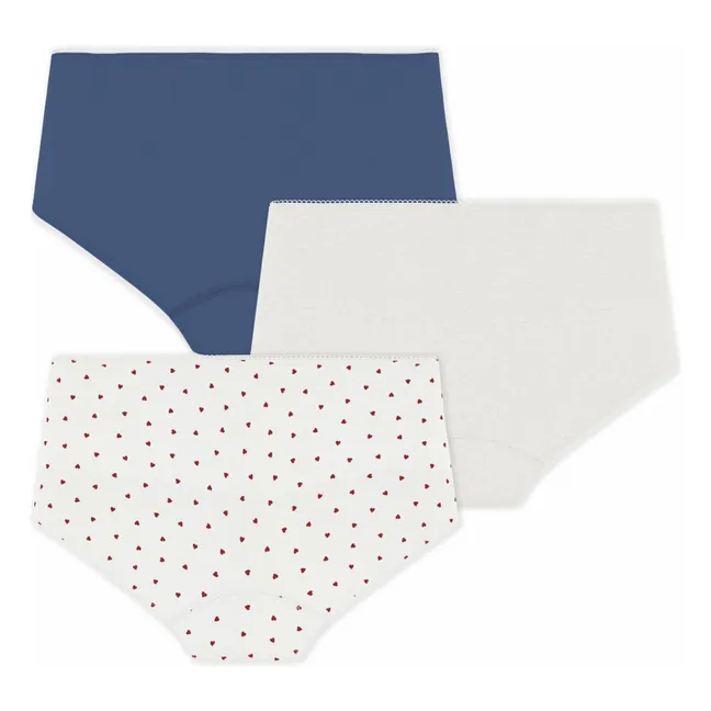 Lot de 3 Shorties Cœurs Coton Bio | Blanc