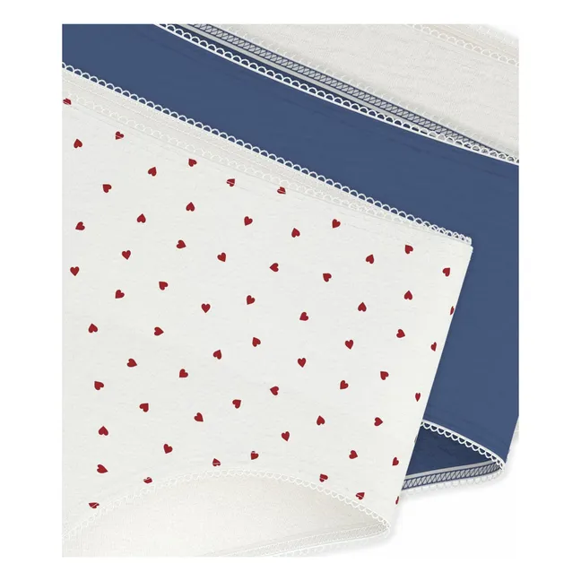 Lot de 3 Shorties Cœurs Coton Bio | Blanc