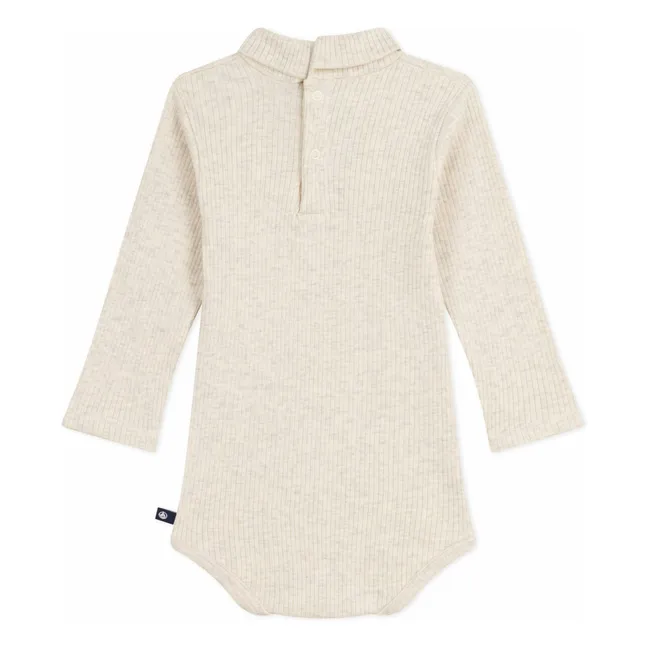 Ribbed turtleneck bodysuit | Heather beige