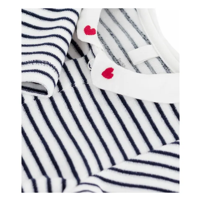 Pyjama Dors Bien Rayé Velours Coton Bio | Bleu marine