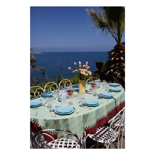 Nappe Tigre en coton, Lisa Corti x The Socialite Family  | Bleu turquoise