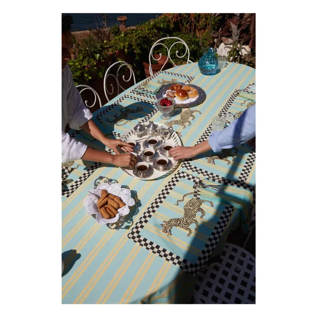 Set de table Tigre en coton, Lisa Corti x The Socialite Family | Bleu turquoise