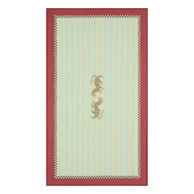 Nappe Tigre en coton, Lisa Corti x The Socialite Family  | Bleu turquoise