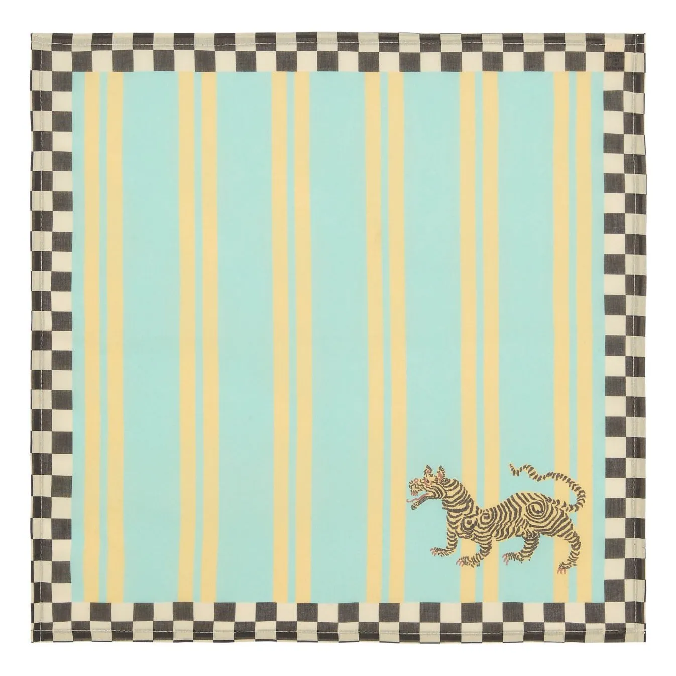 Serviette de table Tigre en coton, Lisa Corti x The Socialite Family | Bleu turquoise- Image produit n°0