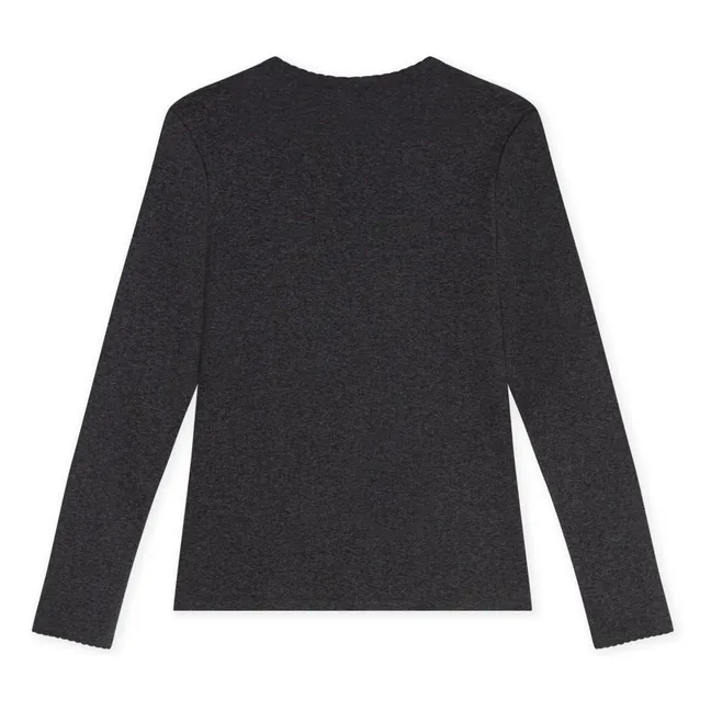 Camiseta de algodón ecológico Point Cocotte | Gris Antracita