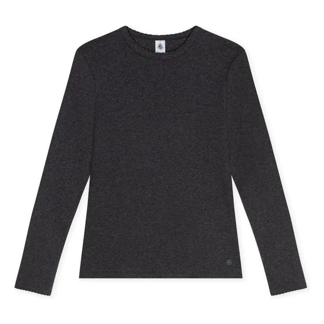 T-shirt Point Cocotte Coton Bio | Gris anthracite