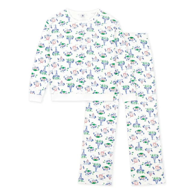 Pijama Torre Eiffel Algodón Ecológico | Blanco
