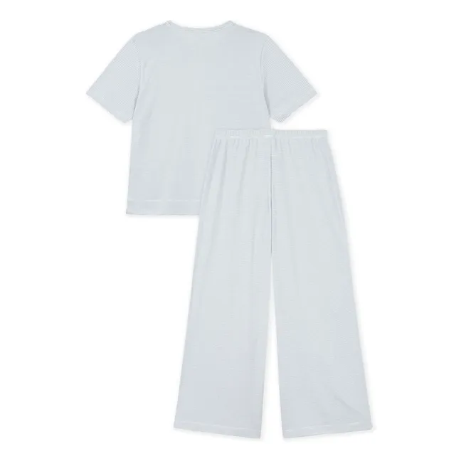 Pijama de rayas de algodón ecológico | Azul