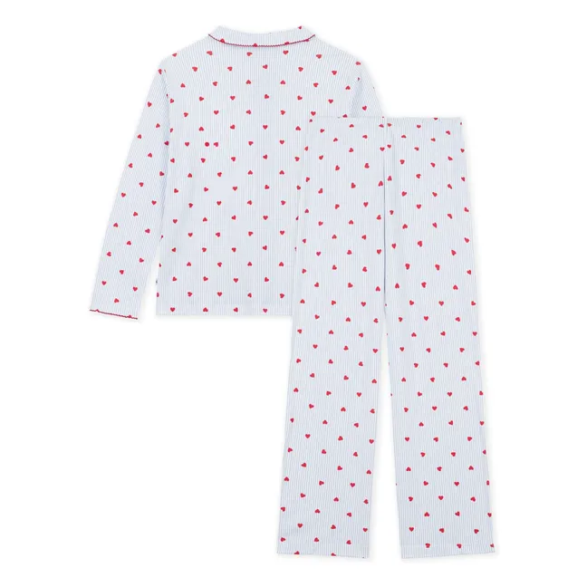 Pijama Camisa Corazones Algodón Ecológico | Azul