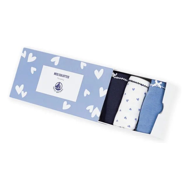 Pack de 5 Braguitas Corazón de Algodón Ecológico | Azul