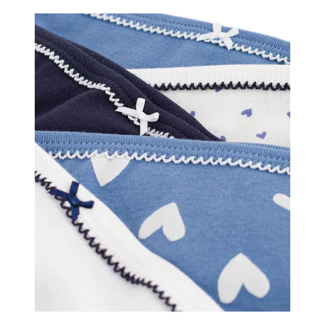 Pack de 5 Braguitas Corazón de Algodón Ecológico | Azul