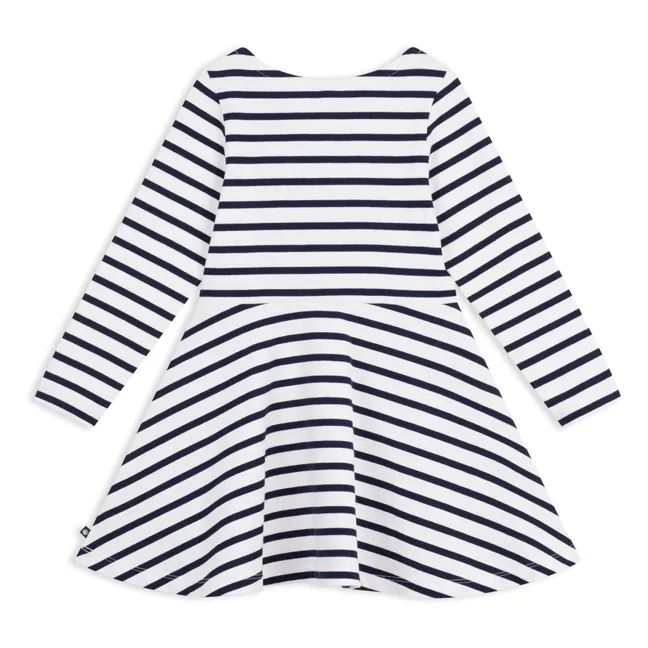 Striped Flared Dress | White