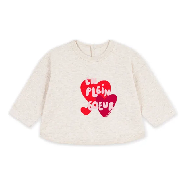 Camiseta En Plein Coeur Bébé | Beige chiné
