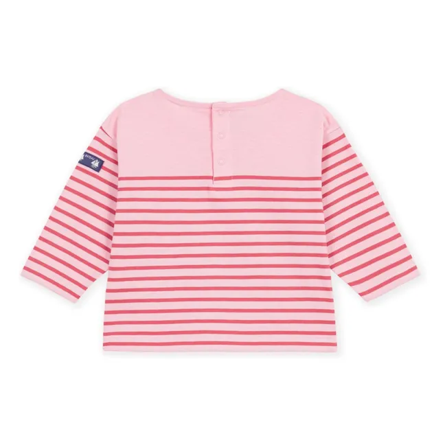 Camiseta recta Marinière Algodón Ecológico Bebé | Rosa