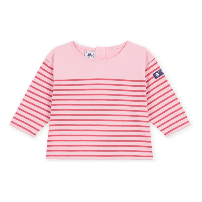 Straight T-shirt Marinière Organic Cotton Baby | Pink