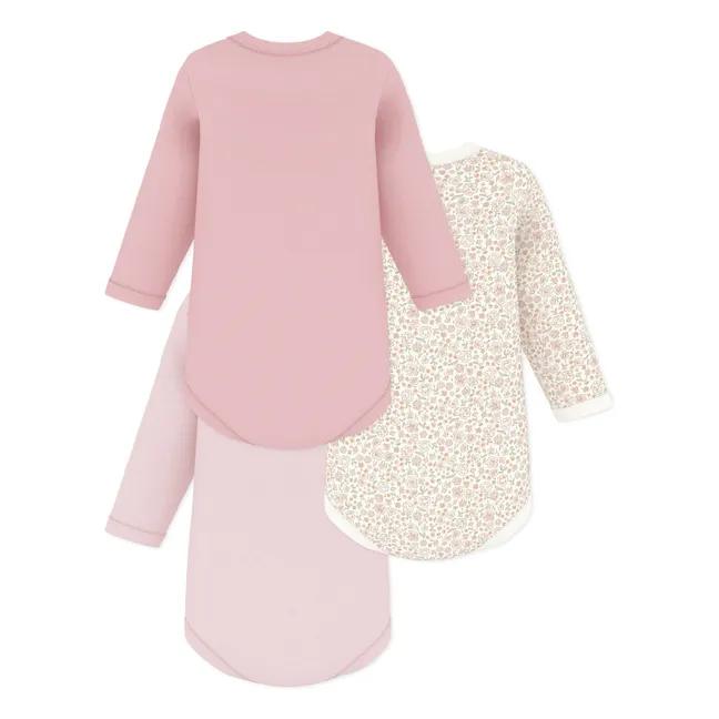 Set of 3 Flowered Knot Organic Cotton Bodies | Pink