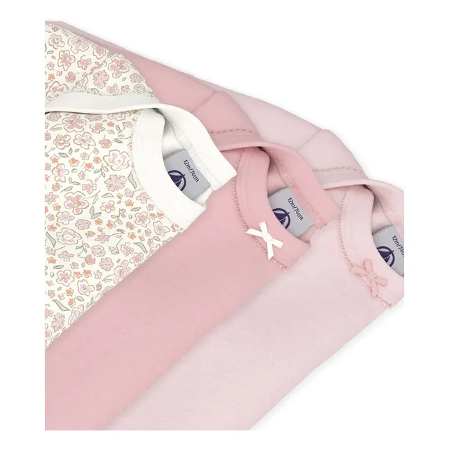 Set of 3 Flowered Knot Organic Cotton Bodies | Pink