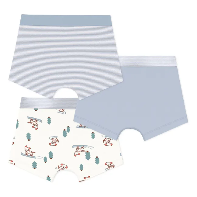 Pack of 3 Organic Cotton Dog Boxers | Blue