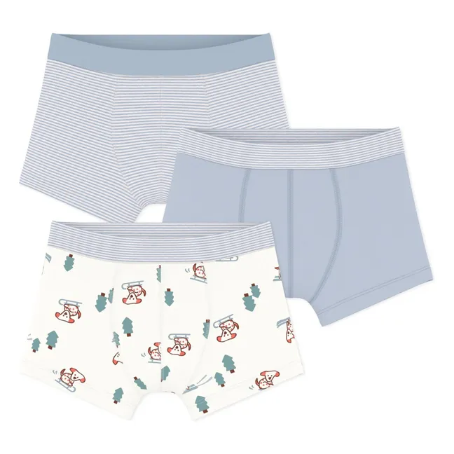Pack of 3 Organic Cotton Dog Boxers | Blue