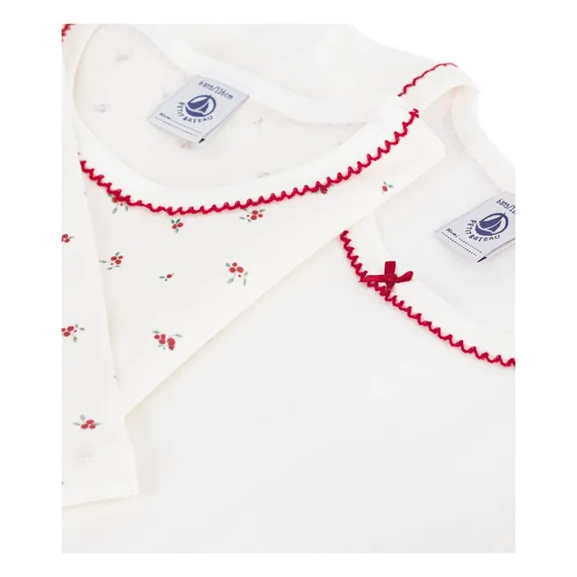 Set of 2 Picots Organic Cotton T-shirts | White