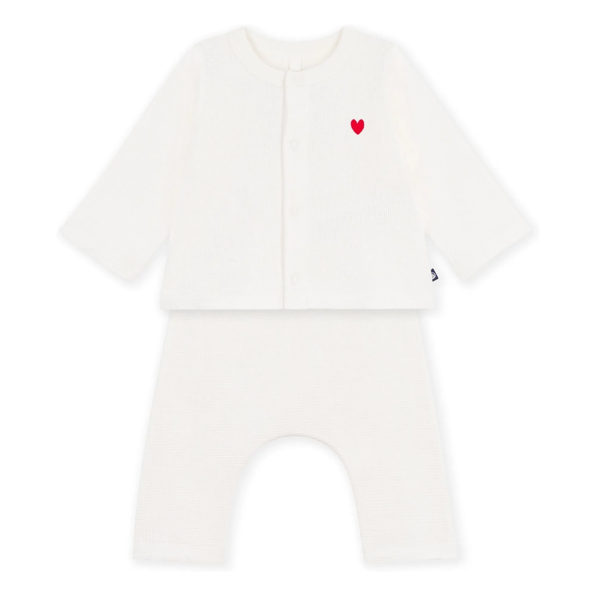 Petit Bateau - Ensemble Cardigan et Pantalon Nid d'Abeille Coton Bio (Petit Bateau) - Image 1