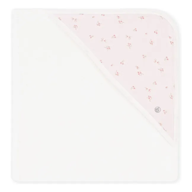 Carré de Bain Fleuri Coton Bio | Ecru