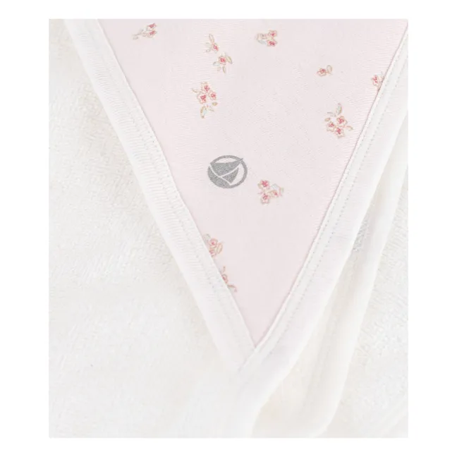 Carré de Bain Fleuri Coton Bio | Ecru