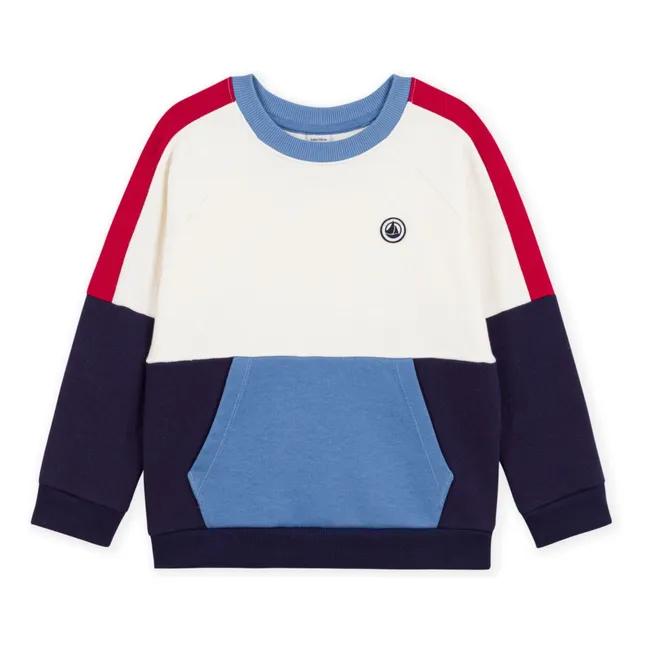 Sweat Colorblock Coton Bio | Bleu
