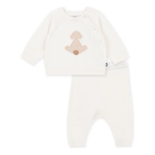 Ensemble Pull et Pantalon Maille Coton Bio | Ecru