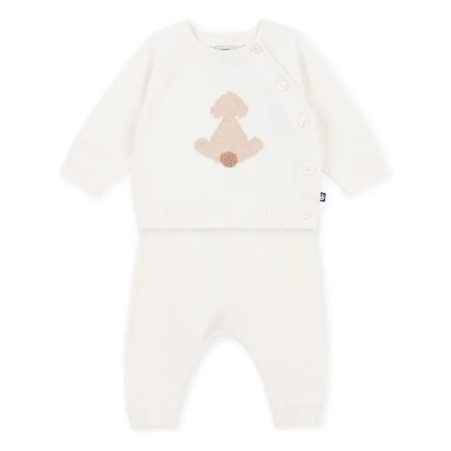 Ensemble Pull et Pantalon Maille Coton Bio | Ecru